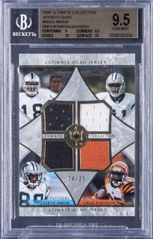 2006 UD Ultimate Collection Jersey Quad #MSOJ Randy Moss/Steve Smith/Terrell Owens/Chad Johnson Quad Patch Card (#24/25) - BGS GEM MINT 9.5